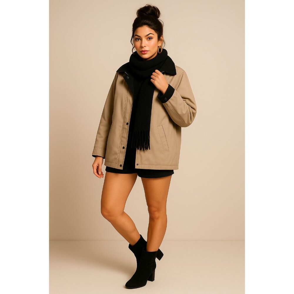White Stag Size 2X Plus Beige Jacket Hooded  Snap Front Water-Resistant Women